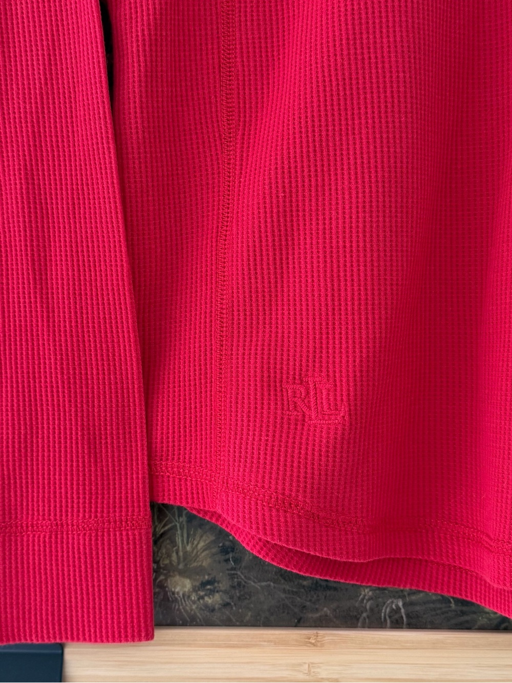 Ralph Lauren Red Waffle Knit Half-Zip Top